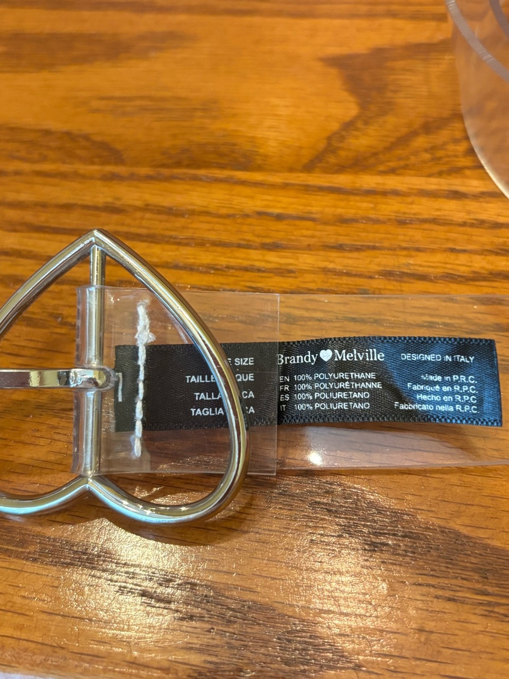 Brandy Melville Silver Heart Clear Belt - Picture 4 of 4